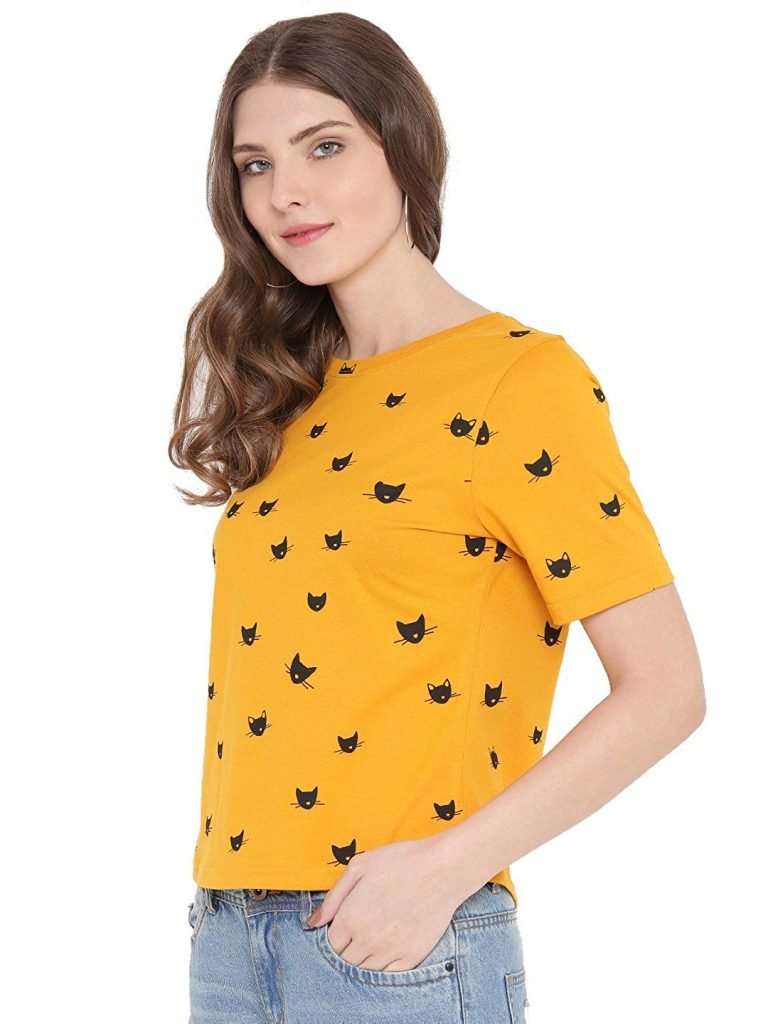 Round Neck Printed T-Shirt for college fashion girls