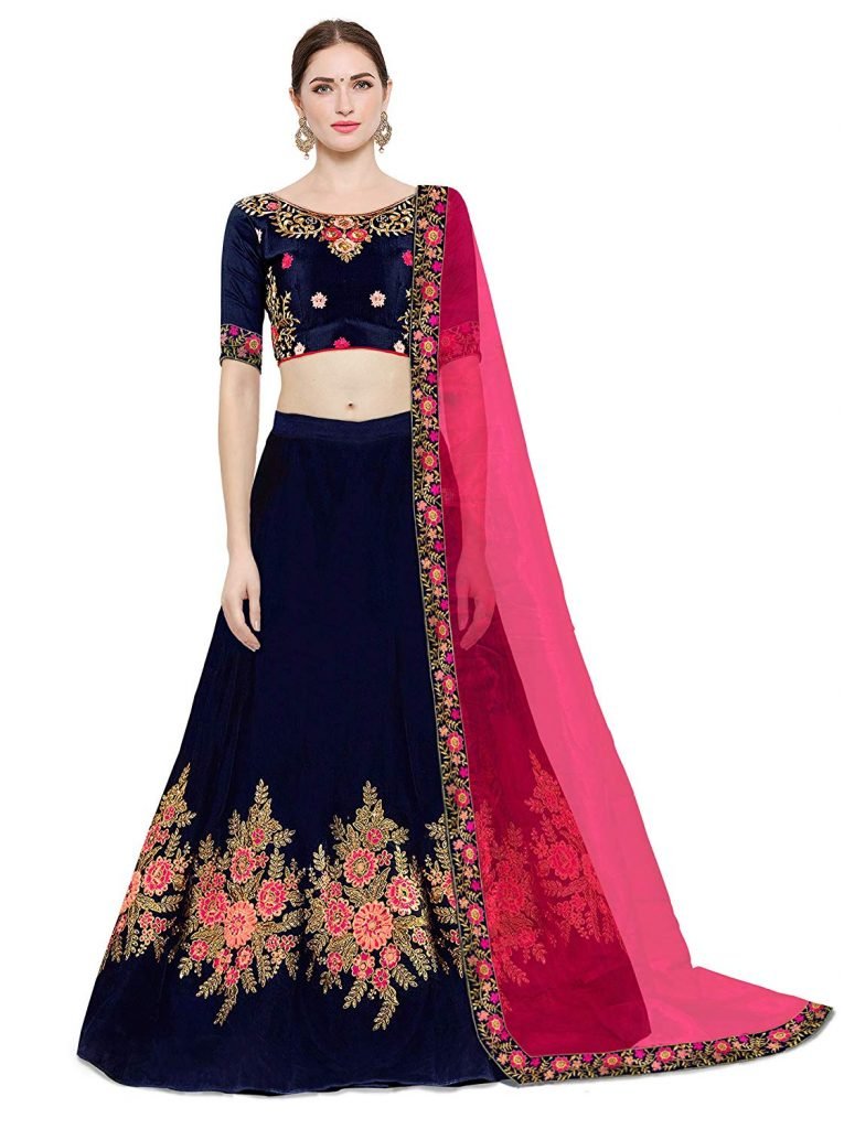 lahanga choli for pooja festivals in india from amazon blue