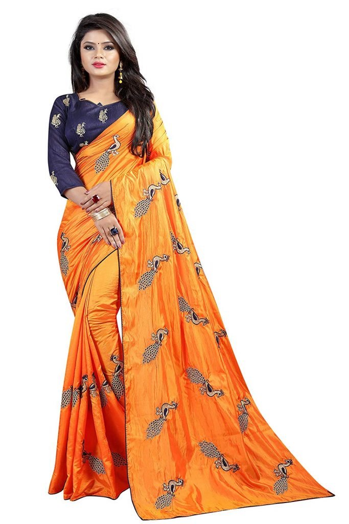 silk saree orange for karwa chauth
